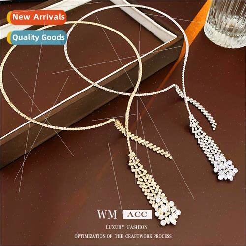 Europe open zirconia tassel necklace fashion niche collarbon