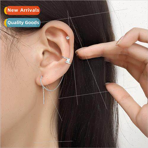 Geometric lightning bolt ear wires适用women simple face thin