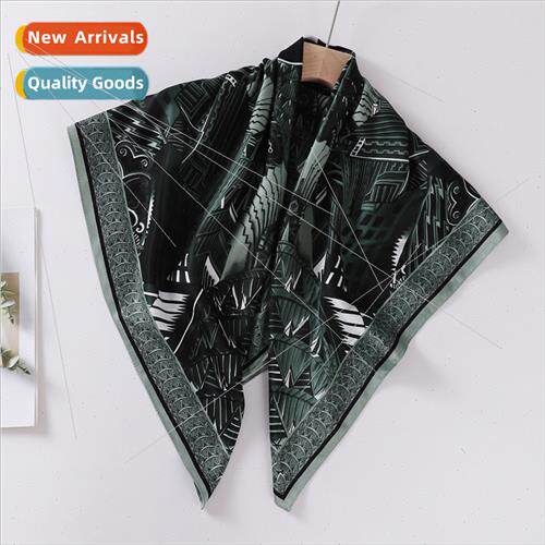 2023 spring summer new 90cm twill printed square scarf ladie