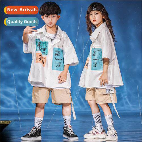 Childrens set dance su boys summer shirt handsome hip-hop lo