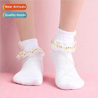 ngle pair of childrens dance socks mid-calf socks three-dime
