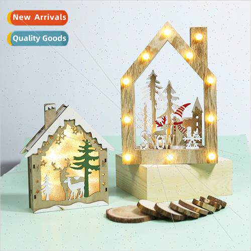 Christmas wooden luminous five-star decorative ornaments lum