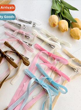 Spring summer velvet bow ribbon hair clips female ponytail h