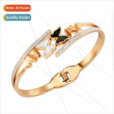 Exquise creative tanium steel butterfly wh diamonds bracelet