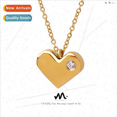 Europe Peach Heart Heart Inlaid Zirconia Pendant Necklace Wo