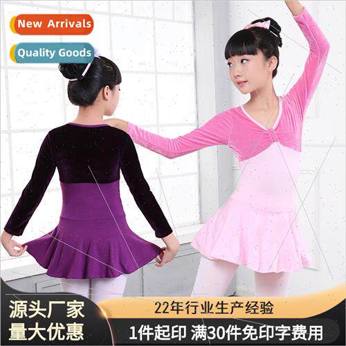 Childrens Dancewear Golden Velvet Splicing Autumn Childrens
