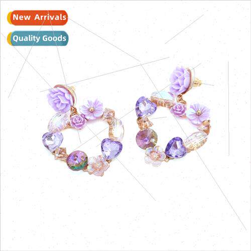ZA fresh fashion handmade flowers love earrings temperament