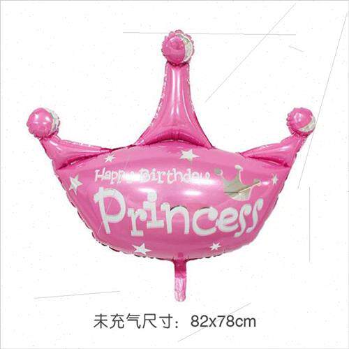 Princess Prince Blue Pink Crown Aluminum Film Balloon Childr