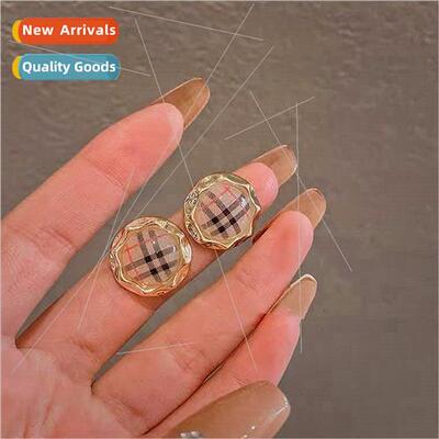 Autumn winter plaid acrylic earrings simple earrings 2021 ne