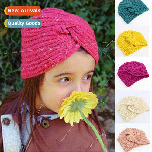 New children faux cashmere wool hat knted twisted hat cross
