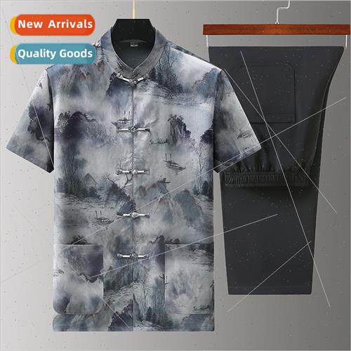 Imation Fragrant Yunya satin short-sleeved Tang su men summe