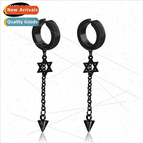 Korea  black punk earrings men -allergic earrings Tanium ste