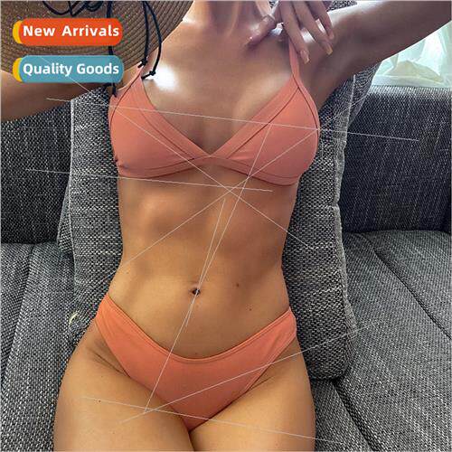 2023 New Europe Solid Color Triangle Cup Sexy Bikini Spl Swi