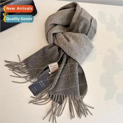 2023 Tassel colorblocking wool scarf double-sided shawl dual