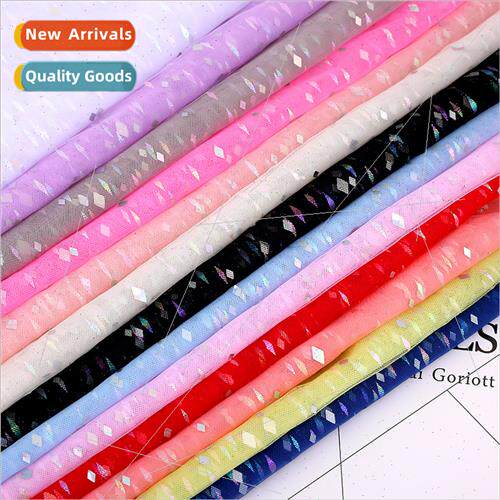 Illusion Diamond Sequins Mesh Fabric Colorful Offset Printed