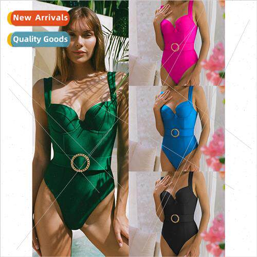 Hardpack solid color halter smocked one-piece swimsu women 2