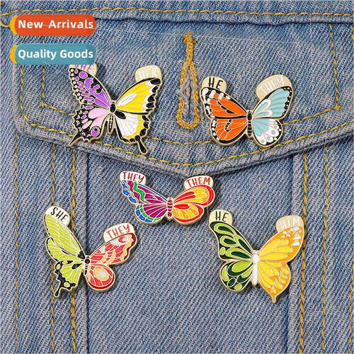 New alloy animal brooch ins personaly nd SHE/THEY letters bu