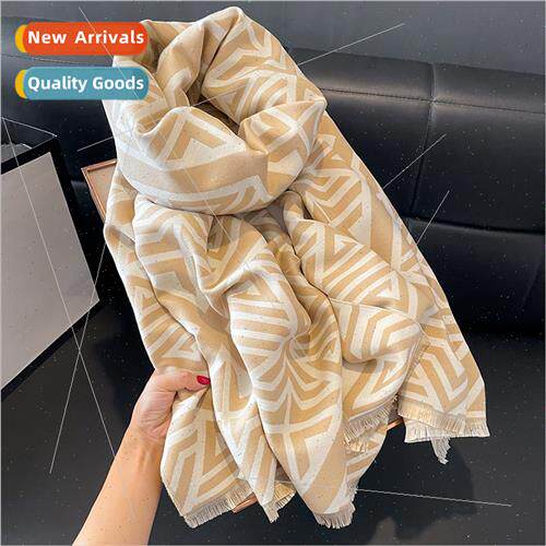 Scarf female fall winter striped senior sense shawl outwear