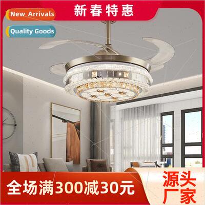 ght luxury crystal ceiling fan light frequency mute living r