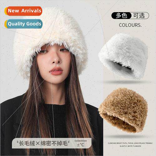 Korea  solid color plush bucket hat female autumn winter pad