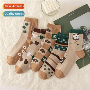 Dongdaemun Brish cotton fall socks female new calf 2023 mid