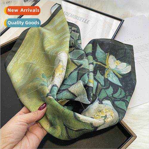 Van Gogh oil painting sunflower wild rose silk scarf new 202