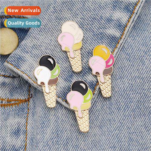 cartoon cute mixed colors ice cream cone brooch cowboy badge