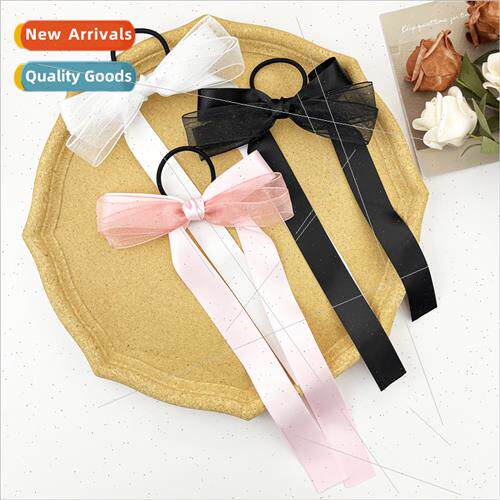 Japan Korea ballet girl mesh bow ribbon hair bhair rope pony