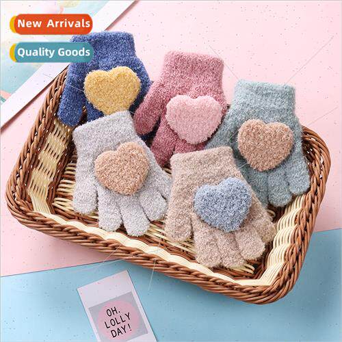 Children gloves fall winter new love warm finger cover ltle