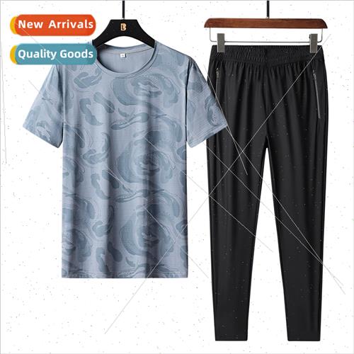 Breathable ice silk leisure su men elastic large size short-