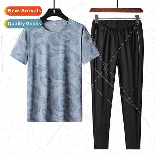 Breathable ice silk leisure su men elastic large size short-
