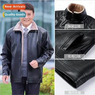 middle leather aged elderly install Men father jacket