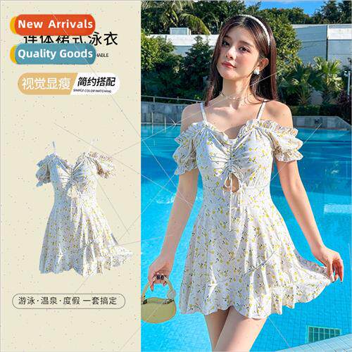 Sweet one-piece swimsu womens strapless skirt type 2023 new