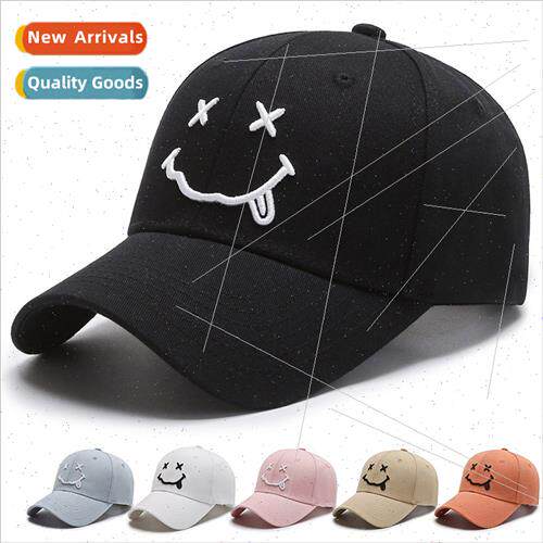Smiley hat men ins tide black duck tongue cap Korea  spring