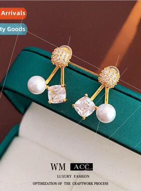 silver needle zirconia pearl earrings delicate earrings vers