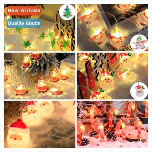 led Christmas lights string santa snowman lights string batt