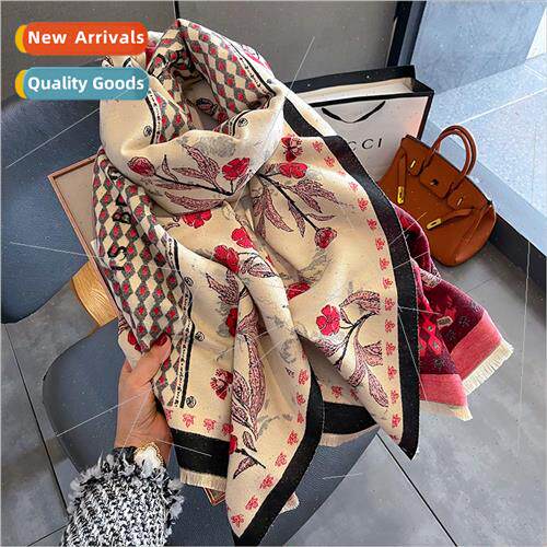 2023 new Korea  plaid color blocking printing imation cashme