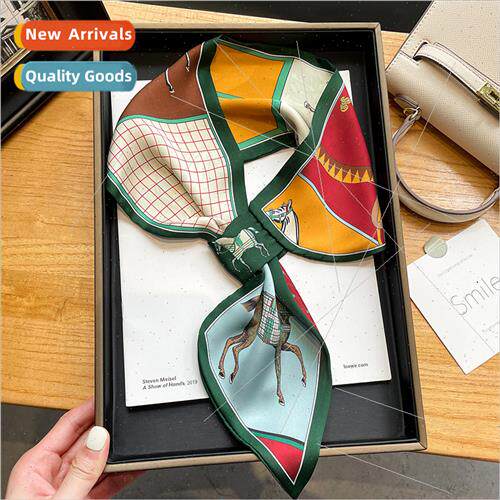 Retro pony spring summer new lazy long silk scarf women hair