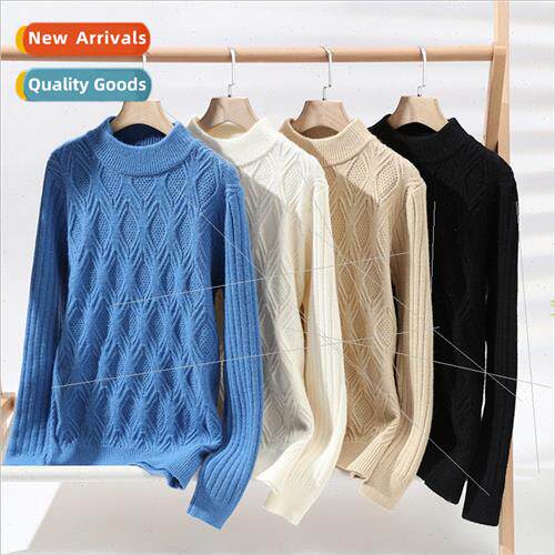 Men sweater 2023 fall winter new youth fashion half turtlene