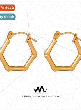 Europe new niche geometric hexagonal tanium steel gold-plate