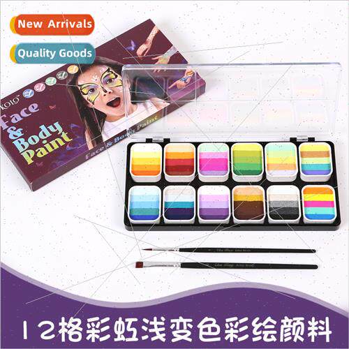 12 Grids Rainbow Color Body Paint Washable Children Face Pai