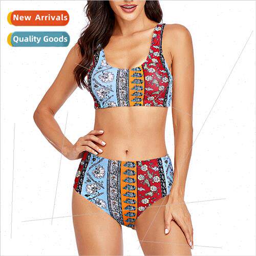 2022 new Europe bikini small fresh thin smocked multi-color
