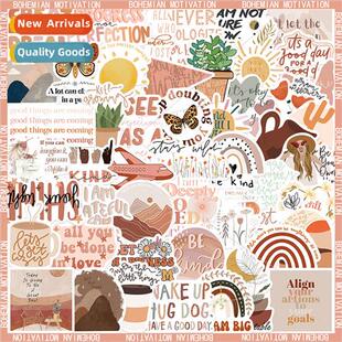 50 sheets bohemian inspirational words waterprostickers art