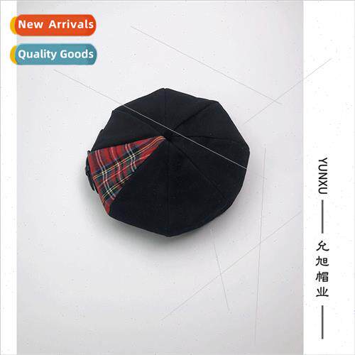 Korea shopping east gate new Englplaid leather buckle beret