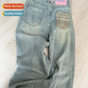 pants design new fall female denim washed old colored ght