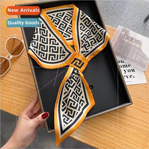 Alphabet new small silk scarf women long spring autumn versa