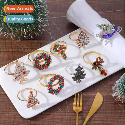 Creative colourful diamond Christmas e napkin ring napkin cl