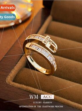 Plated zirconia belt buckle open ring mple hundred niche ind