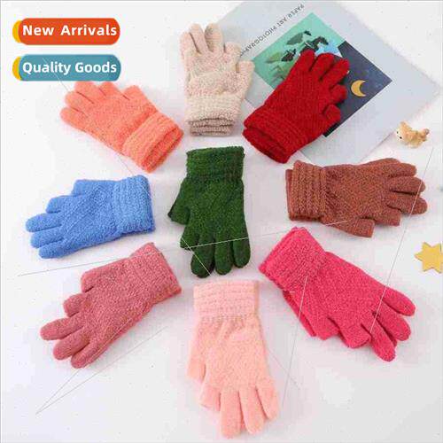 Solid Colour Leaky Finger Warm Knted Gloves Outdoor Anti Fro