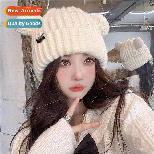 Winter bear ears knted wool cap Korea  warm cap Japan Paxia
